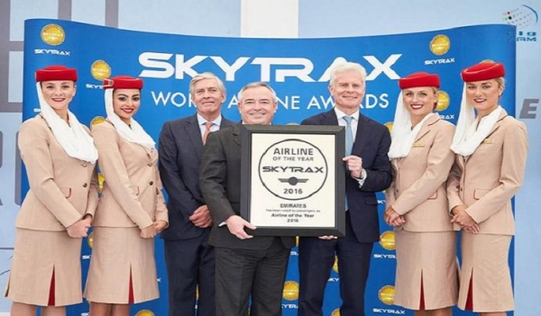 طيران الإمارات تحصل على 3 جوائز كأفضل ناقلة جوية في العالم 2016.